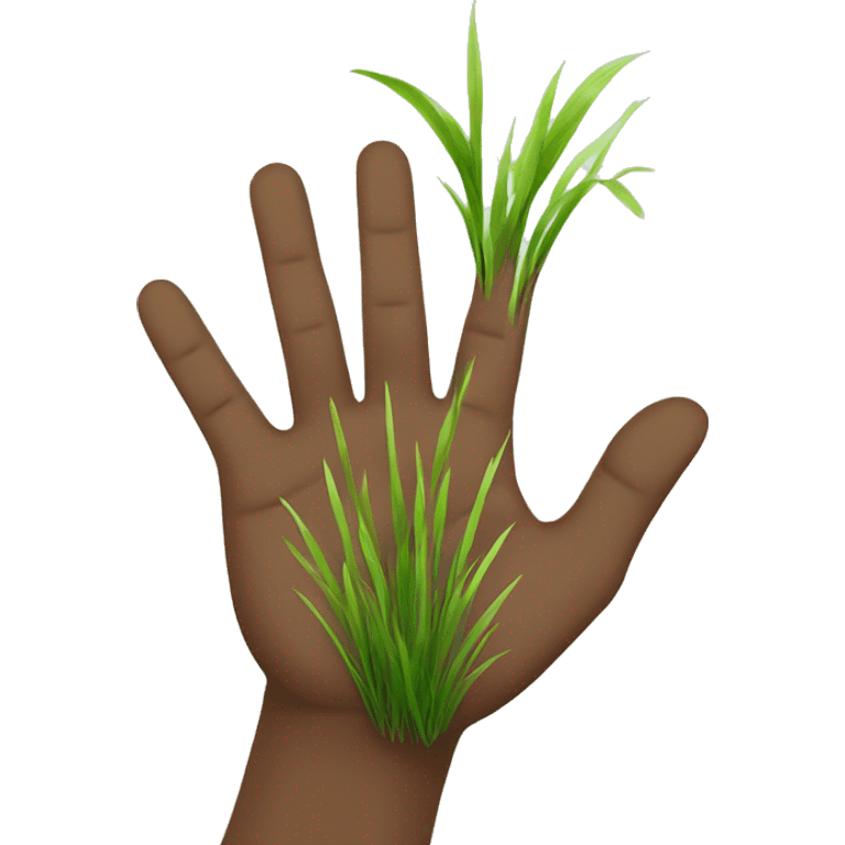 hand reaching to grass emoji