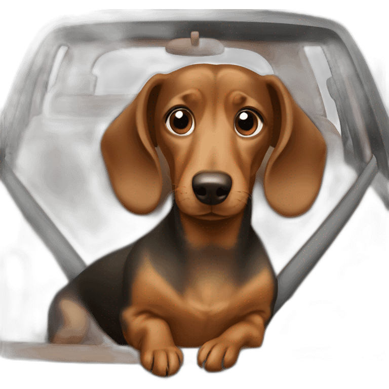 Dachshund brown driving a car emoji