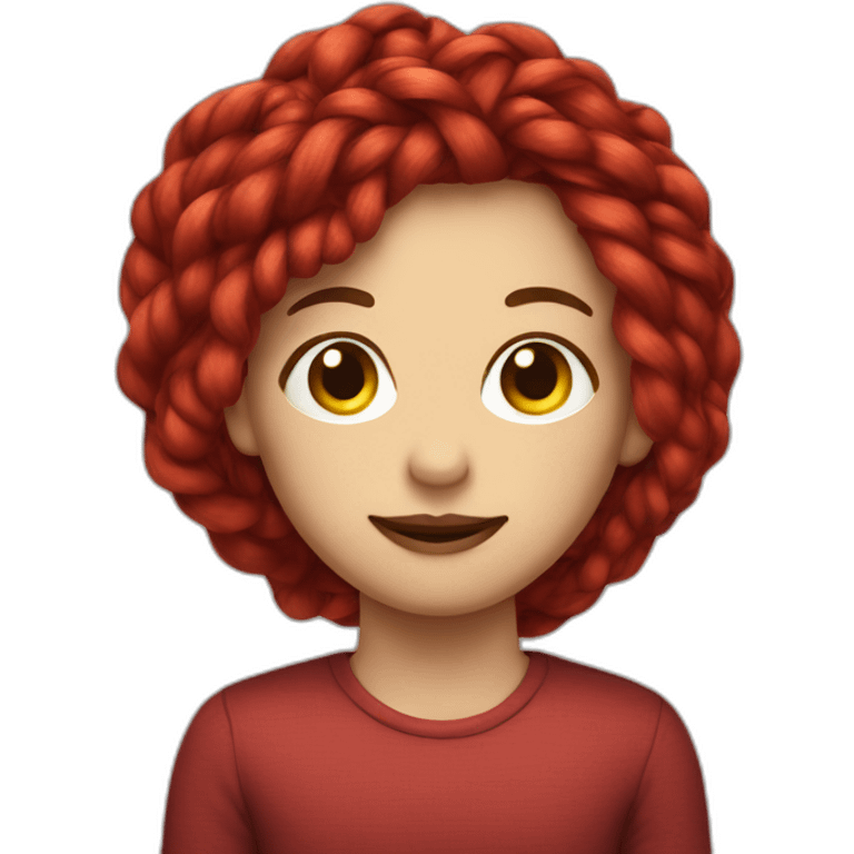 red, yarn-like hair, emoji