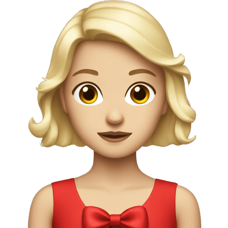 Brunette blonde bang girl with red bow emoji