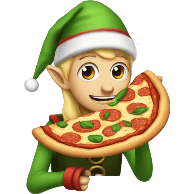 Elf eating pizza emoji