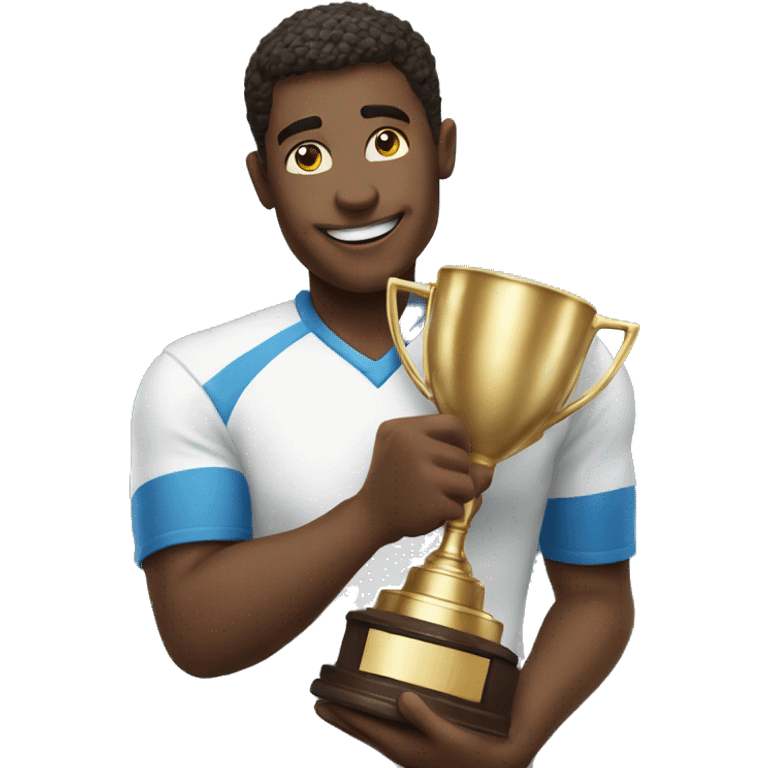 victory emoji holding a trophy emoji