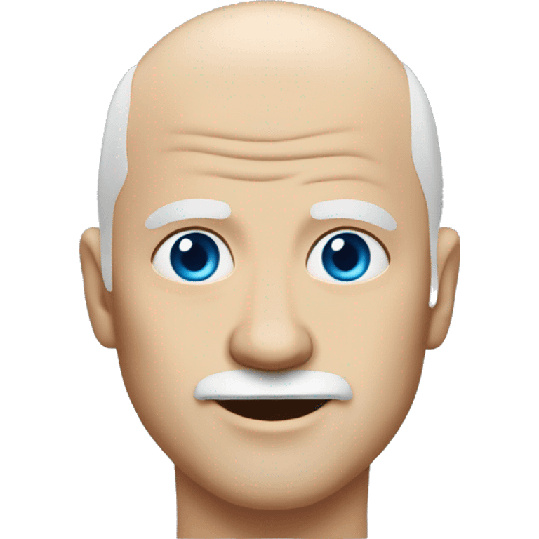 white bald man middle aged, blue eyes, sharp chin goaty emoji