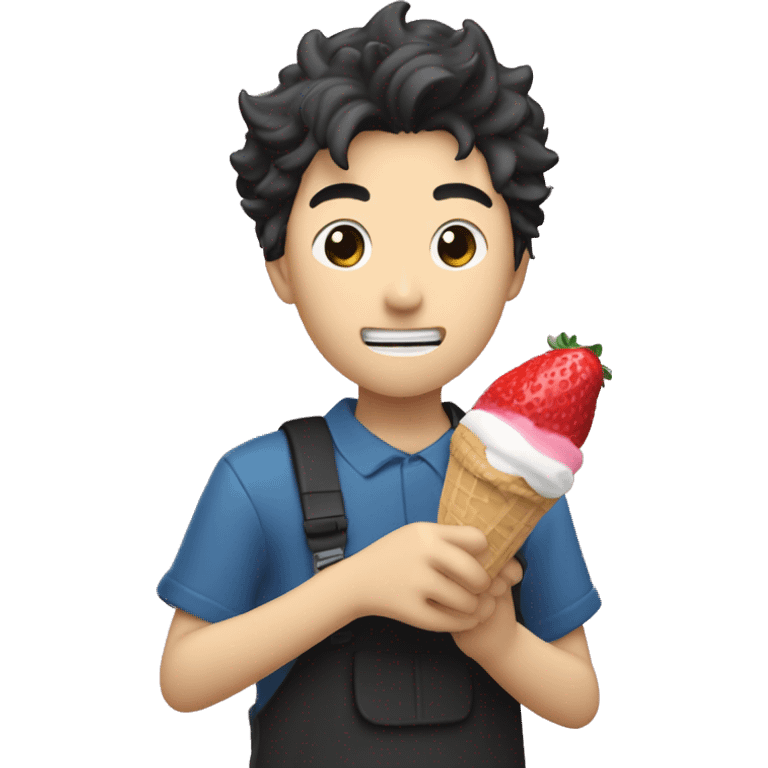 gojo satoru eating strawberry ice cream emoji