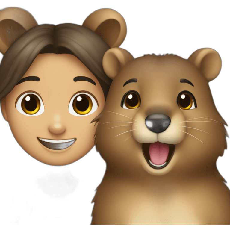 a-happy-quokka-with-happy-girl-who-is-black-long-hair emoji