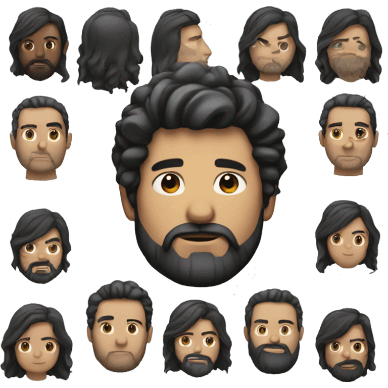 man face with withe & black hair and beard emoji