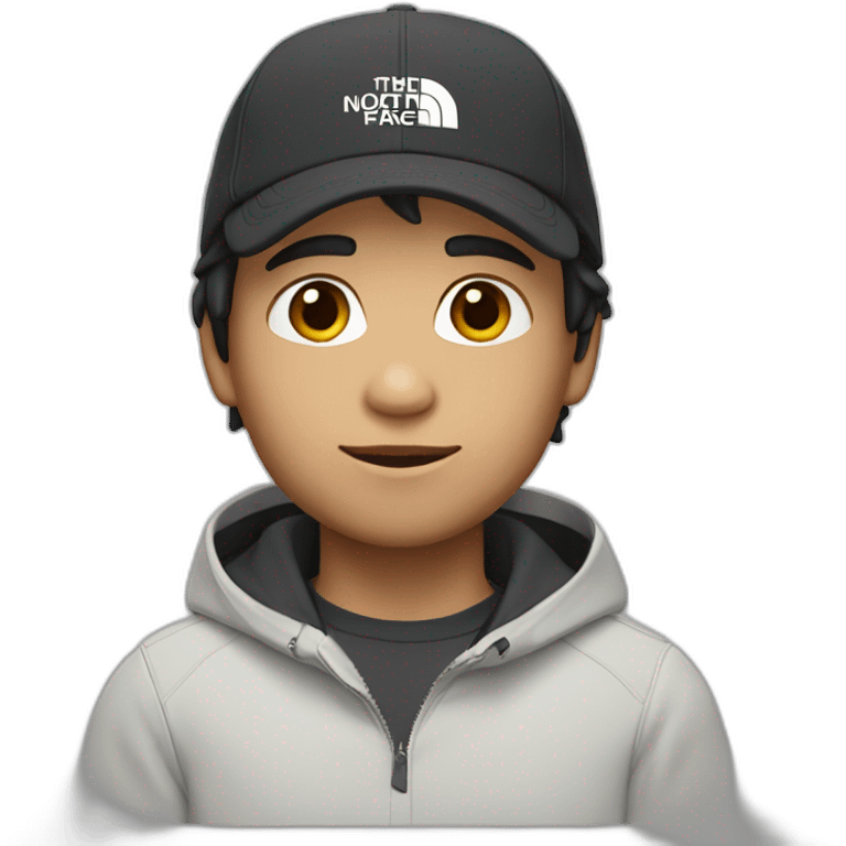 boy mi-long hair with north face cap white skin emoji