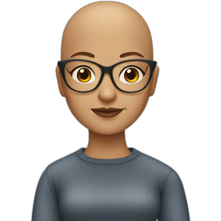 Bald girl with glasses emoji