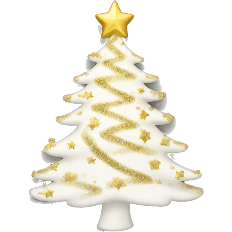 white Christmas tree with gold sparkles emoji