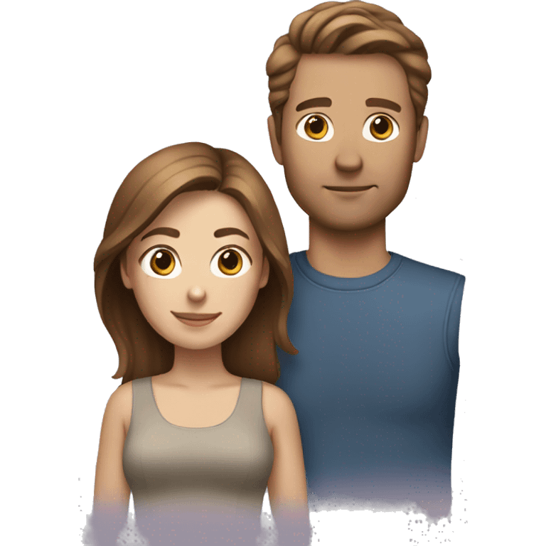 White couple with brown hair emoji