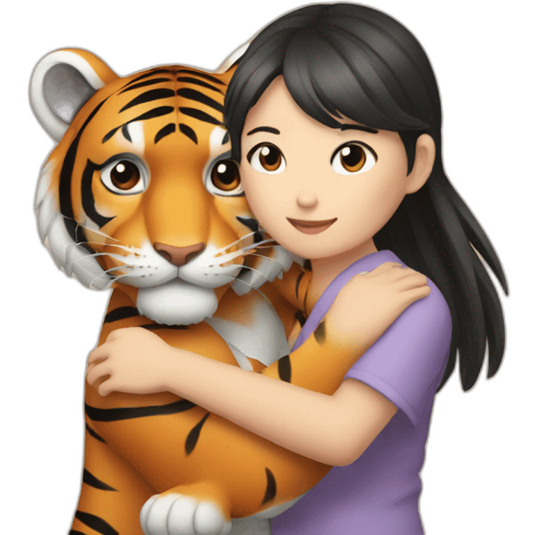 Tiger in arm of Japanese  girl  emoji