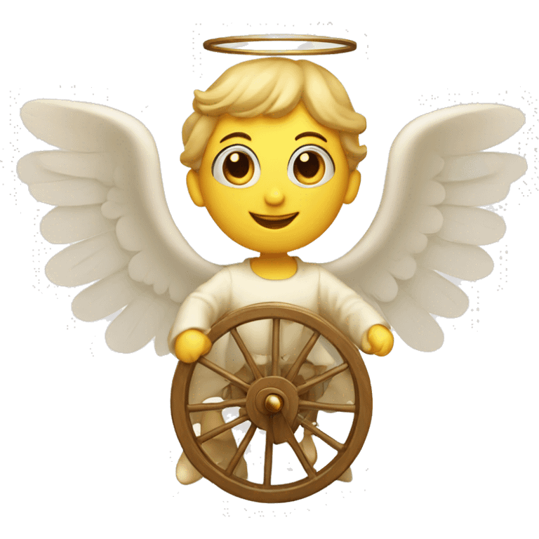 angel with six wings and dozens of eyes, spinning wheel emoji