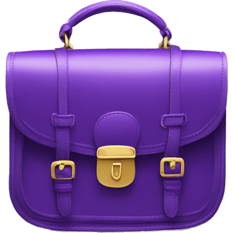 Realistic royal purple designer satchel purse. emoji