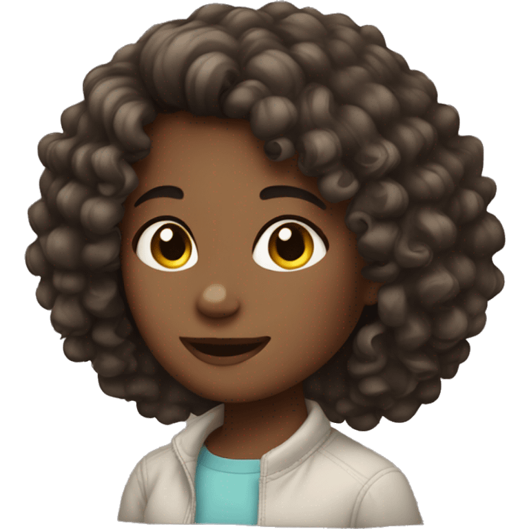 girl whit curly hair dark brown  emoji