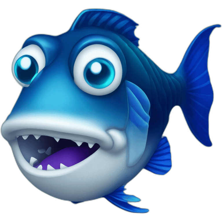 dangerous dark blue lantern fish with light cyan lips and fully blue eyes emoji