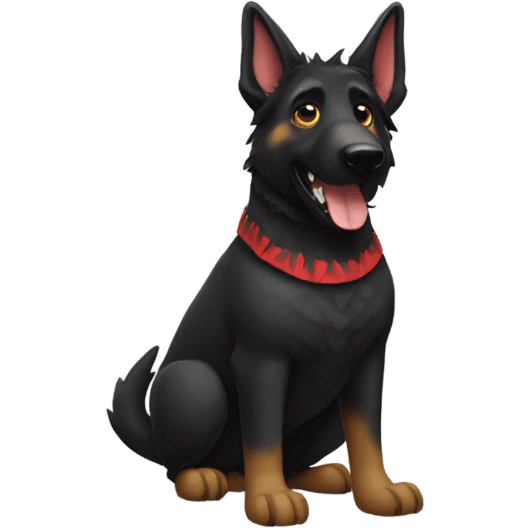 All black German shepherd in a dinosaur costume  emoji