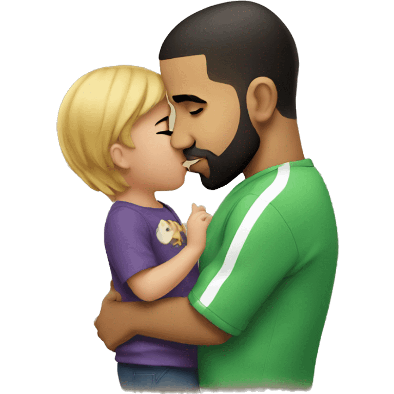 Drake with a child kissing emoji