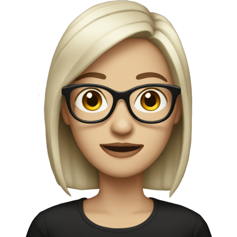 white skin woman in glasses and black shirt emoji