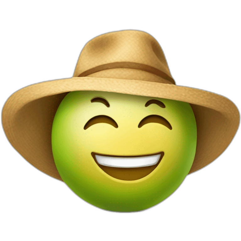 Une pomme portant un chapeau en riant emoji