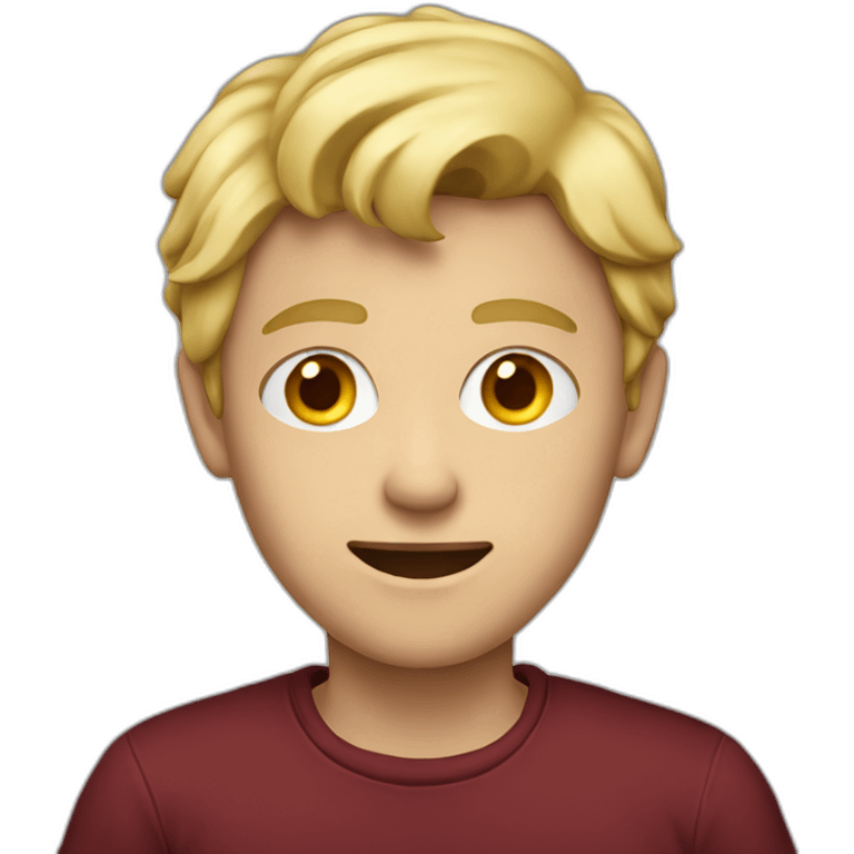 dirty blond teenage boy with maroon shirt emoji