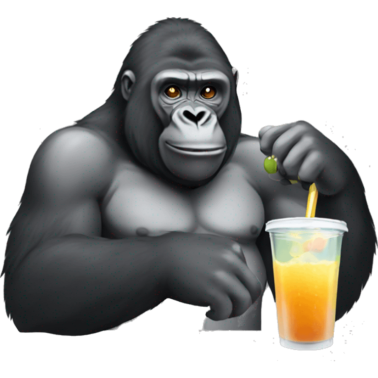 a gorilla drinking boba emoji