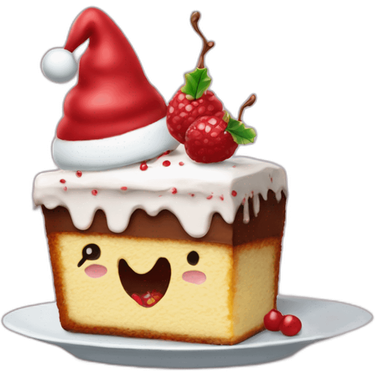 Tiktok with a christamas hat eating cake emoji