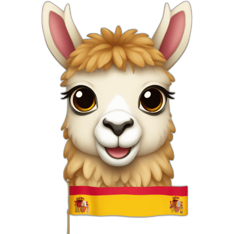 Baby llama with Spain flag emoji