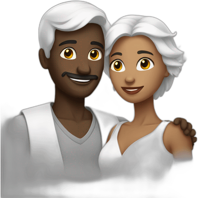 Pareja de cisnes negro y blanco emoji