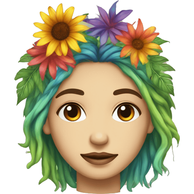 Tie dye hippie person flower crown tattoos hemp leaves emoji