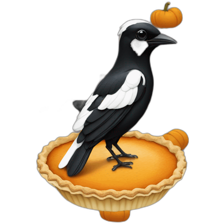 magpie on a pumpkin pie emoji