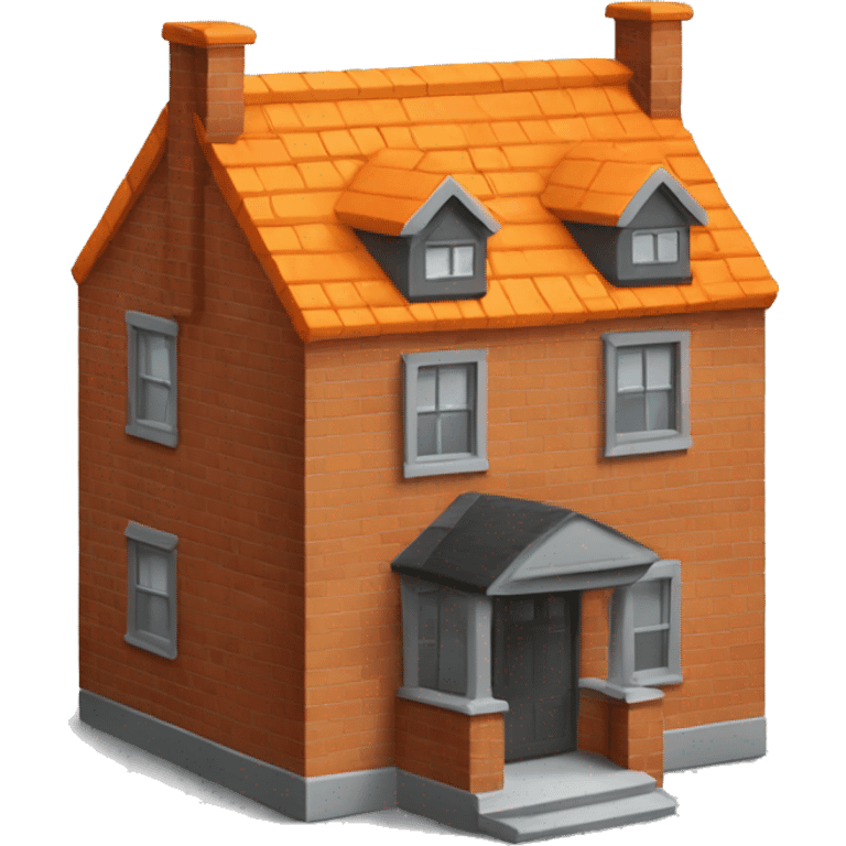 house made of orange bricks, with dark grey windows and roof emoji