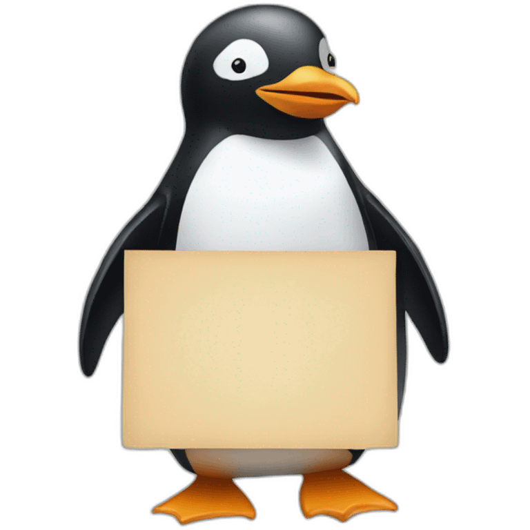 Penguin holding a sign “Dave” emoji