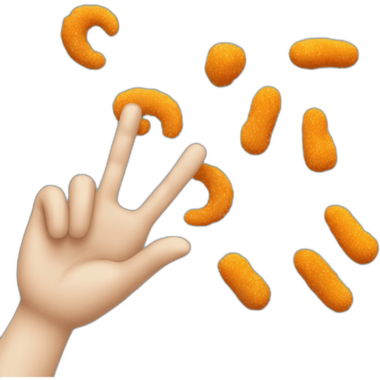 peace emoji with cheetos dust on the fingertips emoji