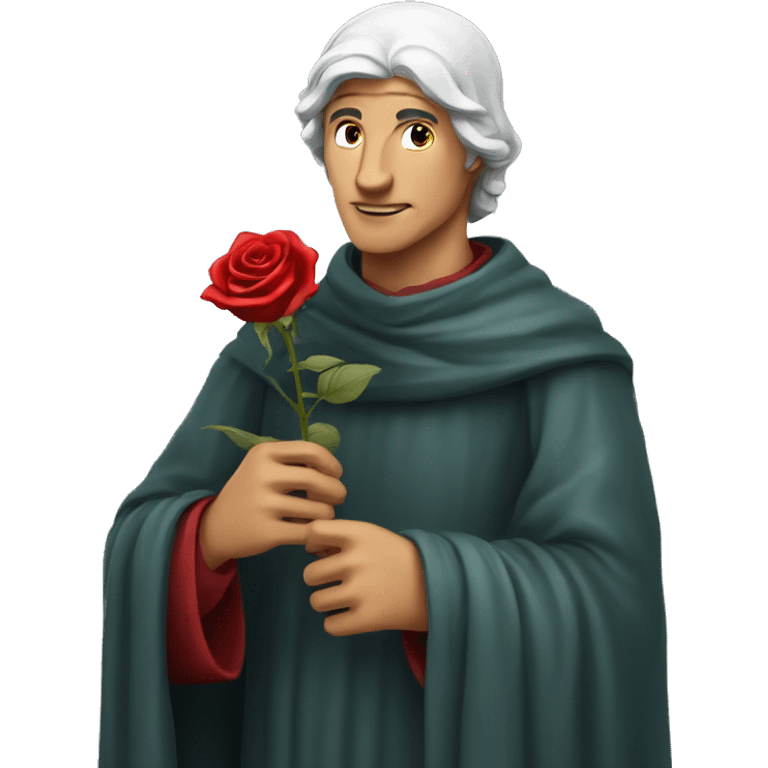 Dante Alighieri holding a rose in his hand emoji