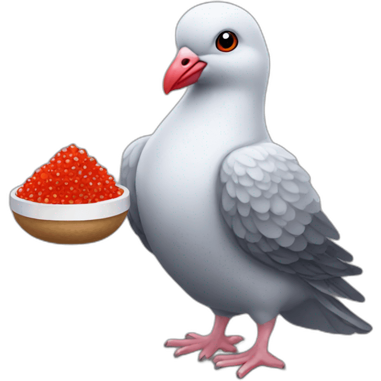 pidgeon holding red caviar in hand emoji