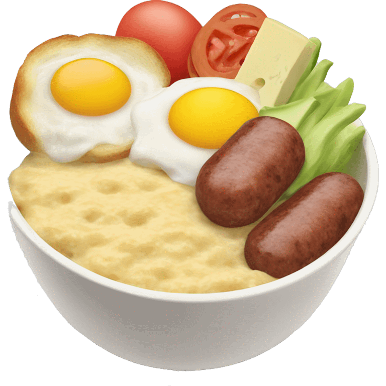 Grits, sausage, egg, cheese breakfast bowl emoji