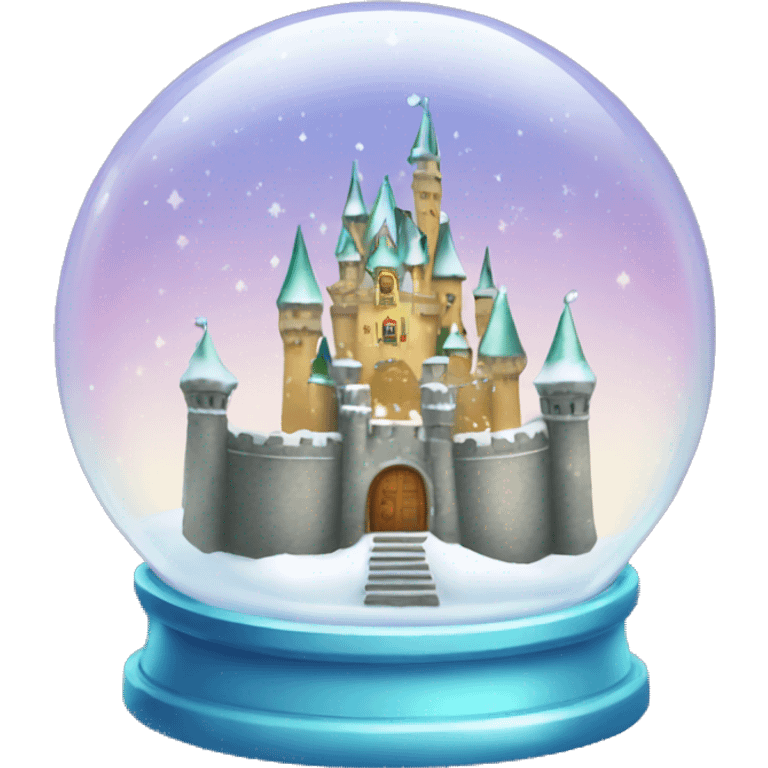 Sparkling snow globe with a castle emoji