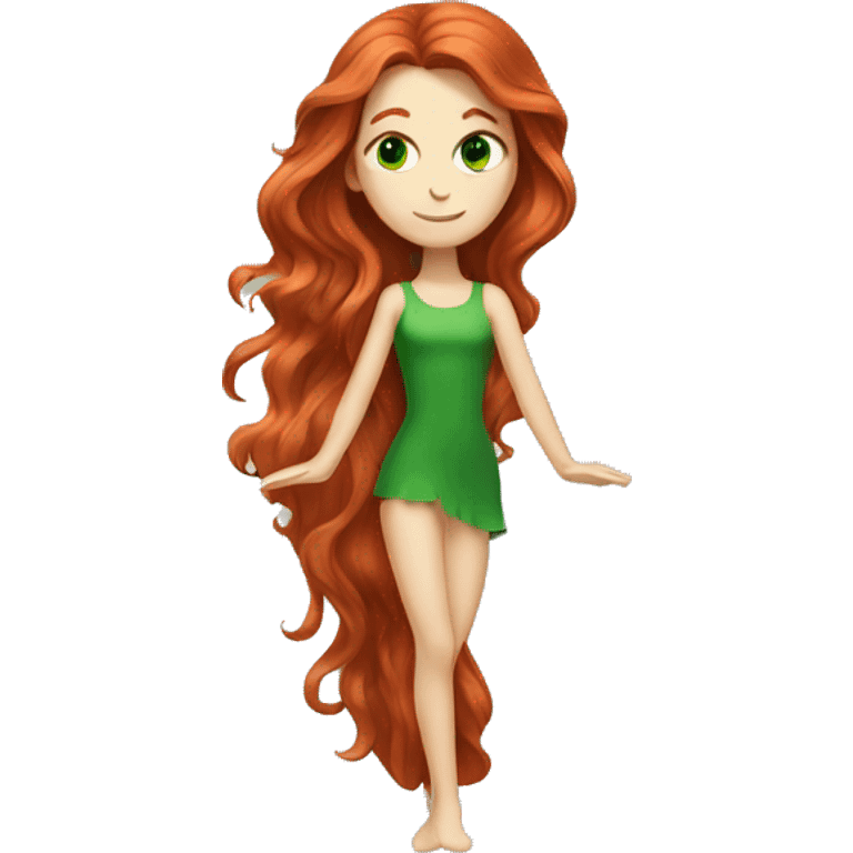 long-haired redhead woman with green eyes in the splits emoji