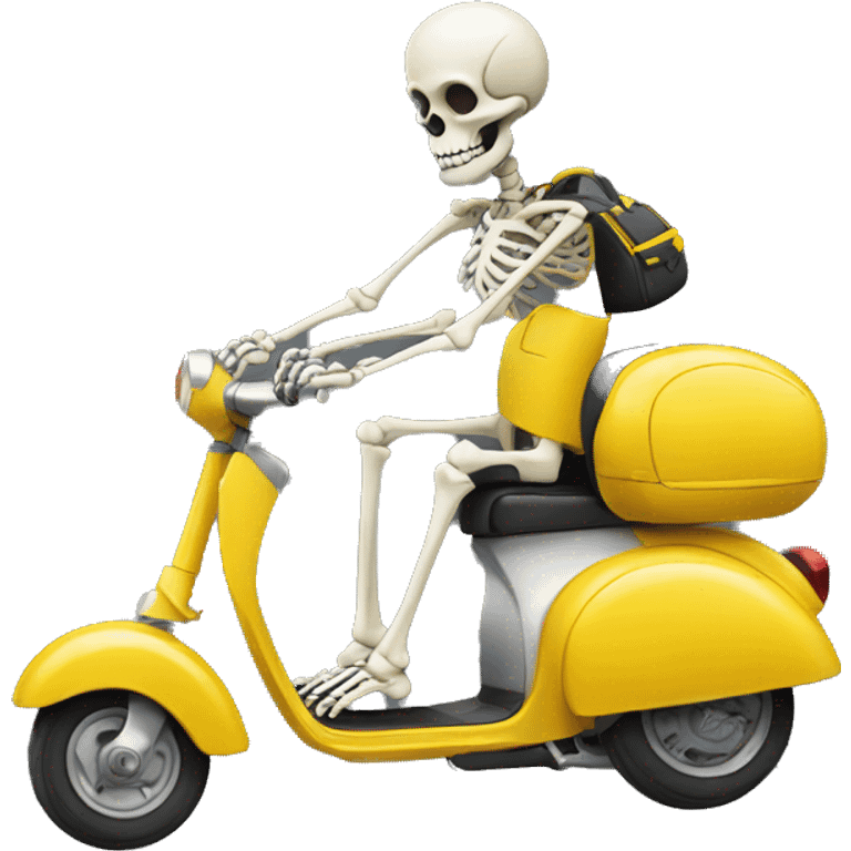 skeleton riding a yellow motor scooter  emoji