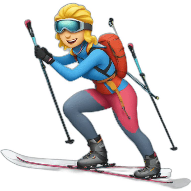 super woman back country skiing emoji