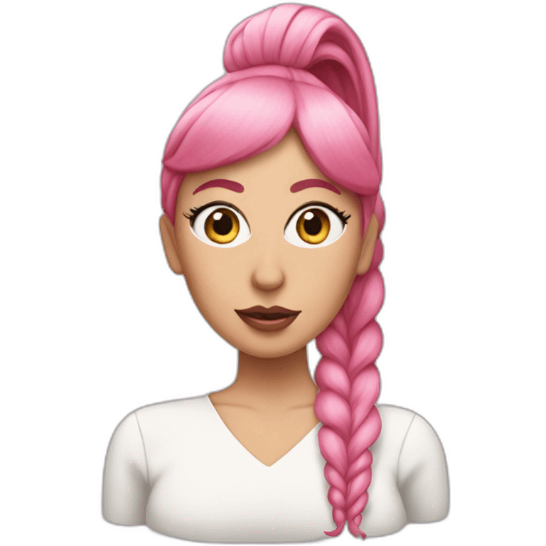 lady gaga with a large pink straight-haired ponytail emoji