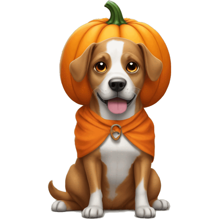 dog wearing a pumpkin costume  emoji