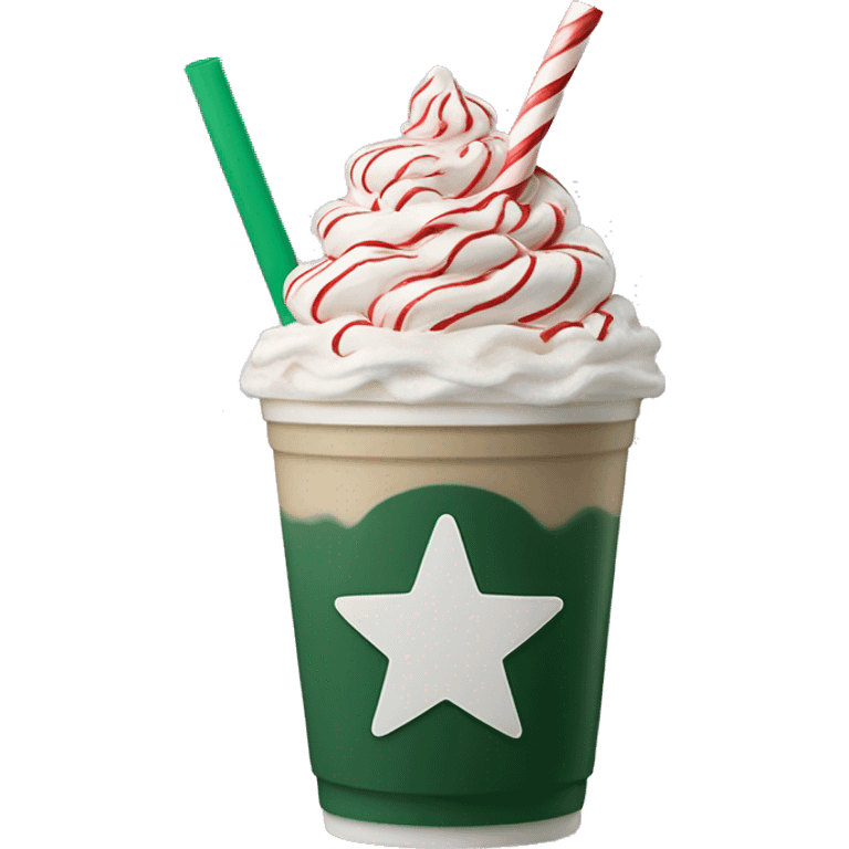 Peppermint Starbucks Frappuccino with one straw emoji