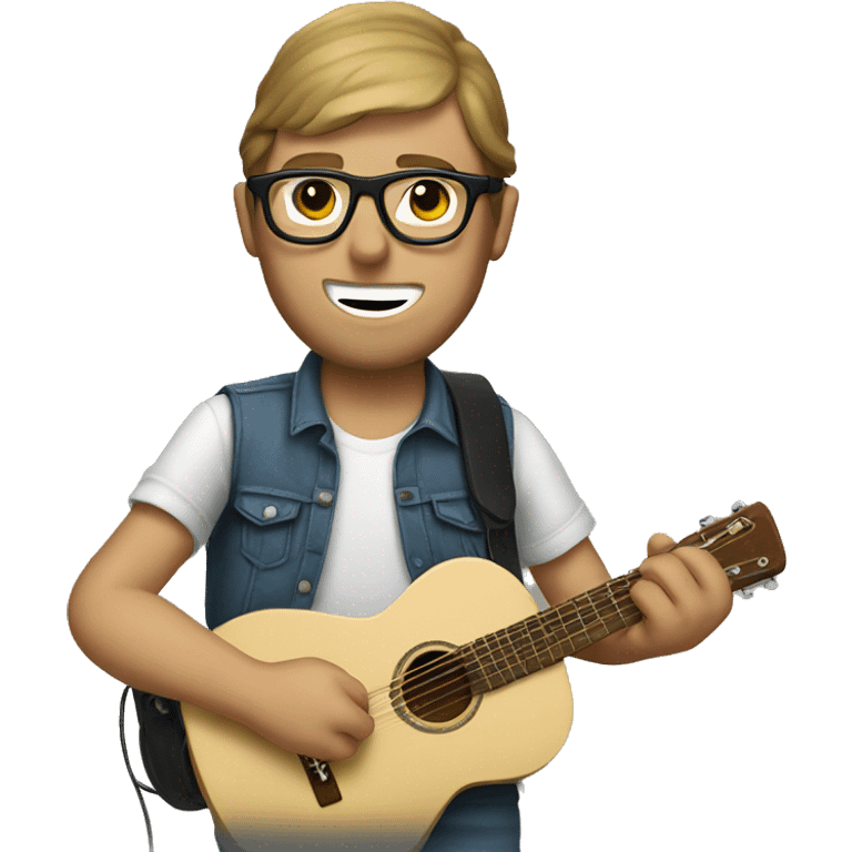 white man wearing bandanna and glasses playing guitar emoji