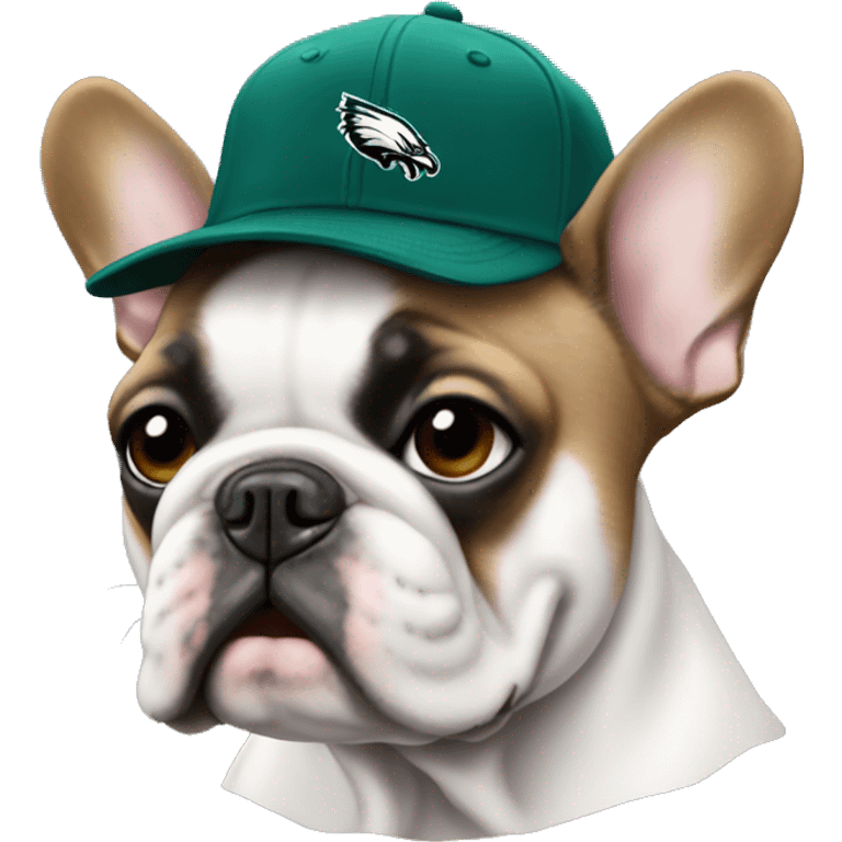 French bulldog with Philadelphia Eagles hat emoji