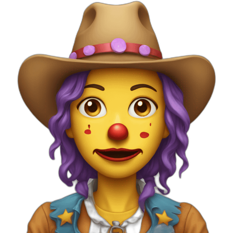 a crying cowgirl clown just the face emoji