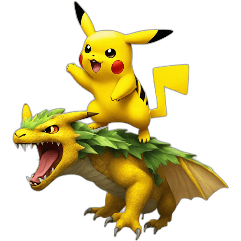 Pikachu sur Dragon feu emoji