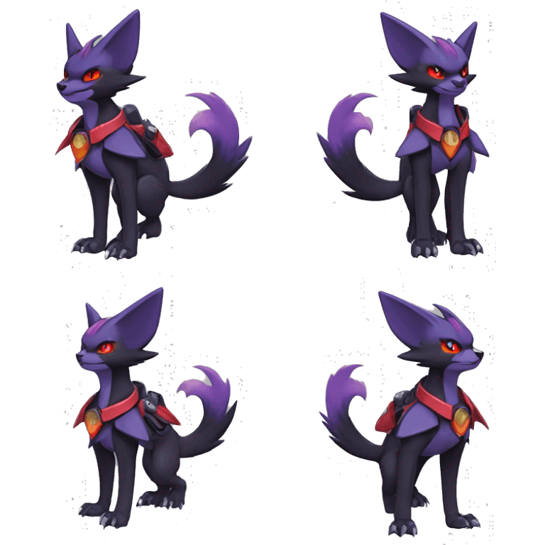  Black Red Purple Kawaii Cool Anime Nargacuga-Noivern-Noibat-Litten-Zorua-Zoroark-Fakemon-fusion harness collar full body  emoji