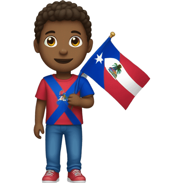 boy and flag haiti on hand emoji