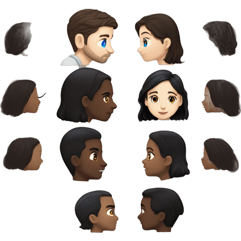 girl bonds with blue eyes kissing with her boyfriend with dark hair and dark eyes and it’s written lera and demid emoji